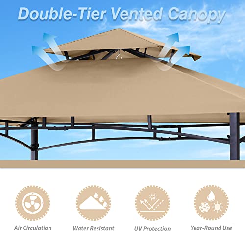 ABCCANOPY 8x5 Grill Gazebo - Outdoor BBQ Canopy Shelter with Led Light for Patio Backyard Grilling (Dark Gray)