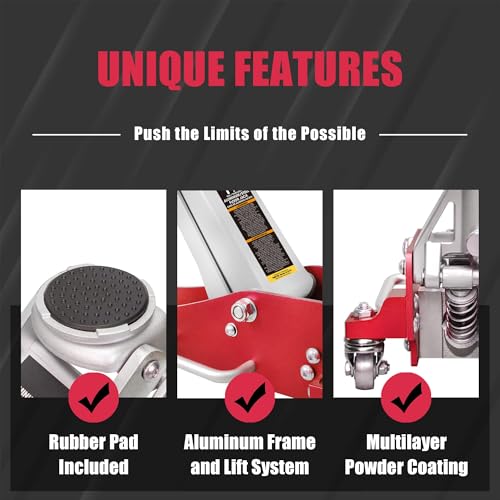 BIG RED 1.5 Ton Floor Jack,Aluminum and Steel Hydraulic Low Profile Car Jack with Dual Piston Quick Lift Pump
