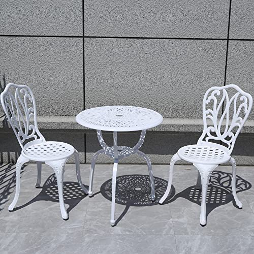 C/G 3 Piece Bistro Set,Outdoor Patio Set,Anti-Rust Cast Aluminum Bistro Table Set for Park Yard Front Porch Furniture(Antique Copper)