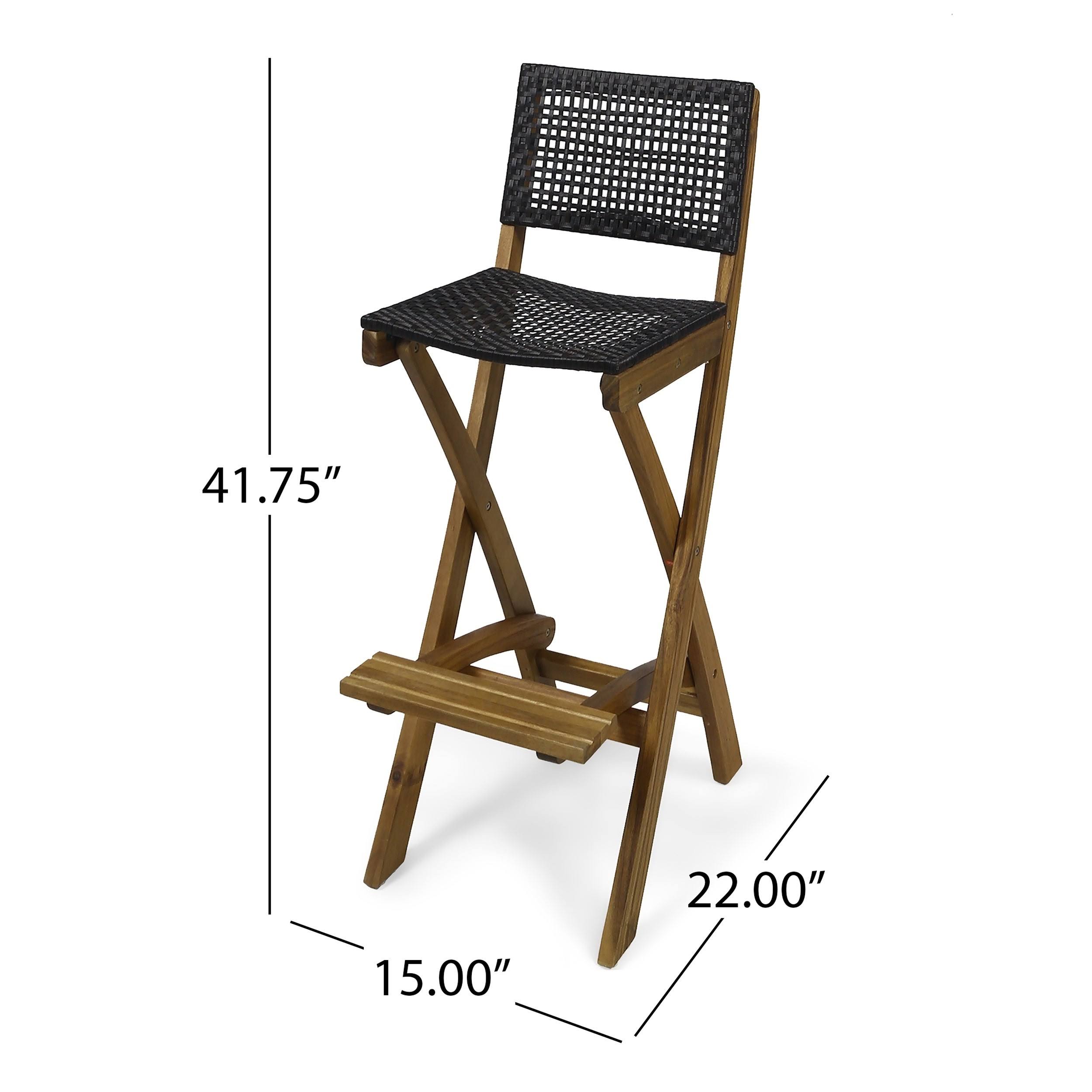 Polaris 2pk Acacia Wood Folding Barstools Dark Gray - Christopher Knight Home