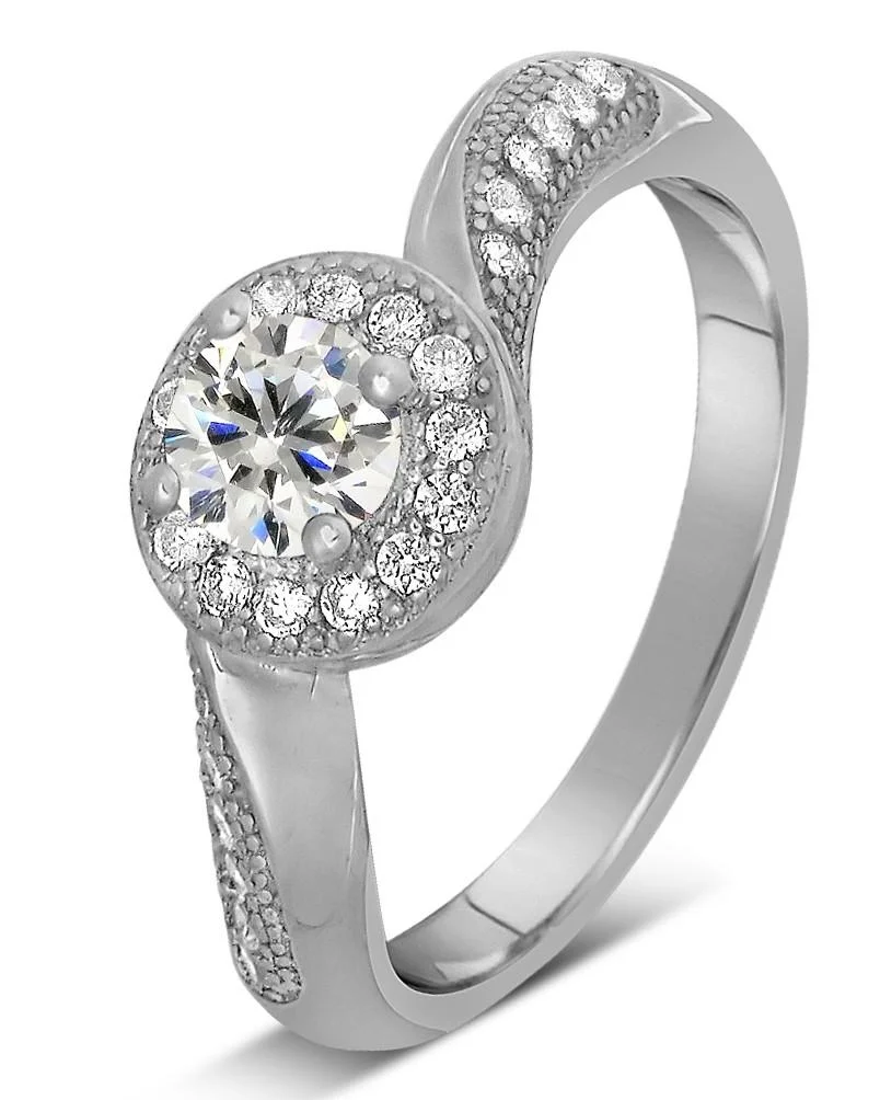 Antique 1.75 Carat Round Cut Diamond Moissanite Engagement Ring For Her In 10K White Gold, Gift For Her, Promise Ring, Anniversary Ring