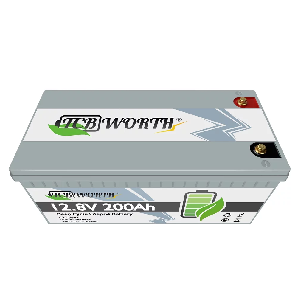 12.8V 200AH Lifepo4 Battery with Perfect BMS Support Series and Parallel for Trolling Motor Golf Cart Solar System RV Household Appliances Emergency