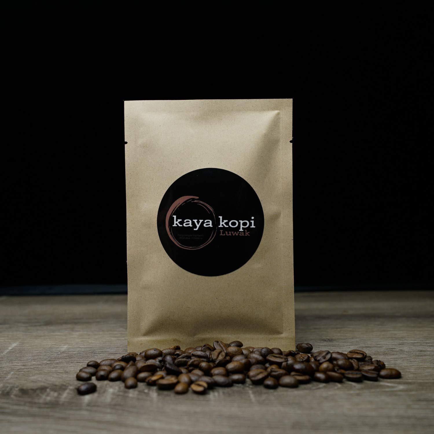 Premium Kaya Kopi Luwak from Indonesia Wild Palm Civets Arabica Coffee Beans, Dark Roast, 200 Grams