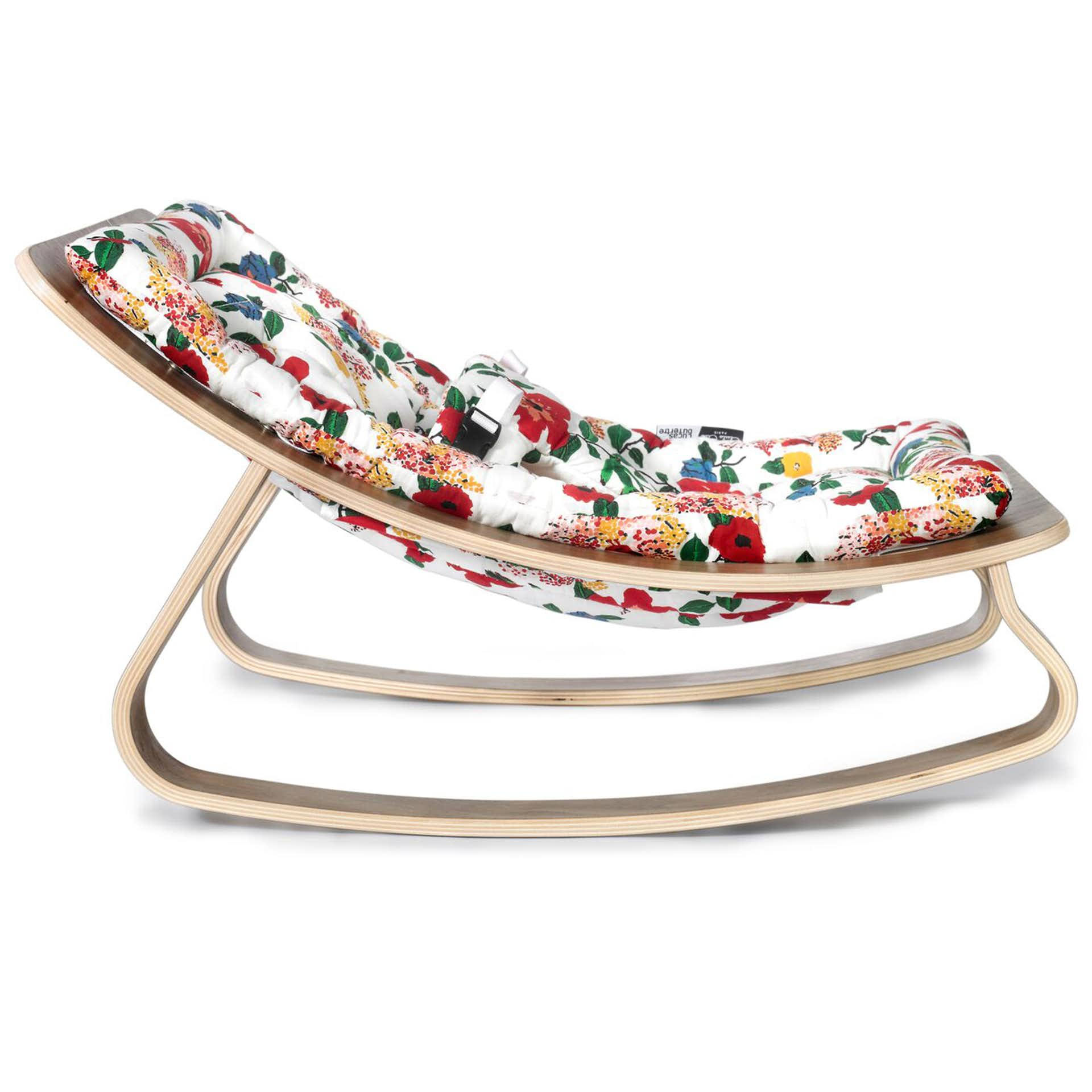 Charlie Crane Levo Baby Rocker in Walnut, Lucas DU Tertre Hibiscus