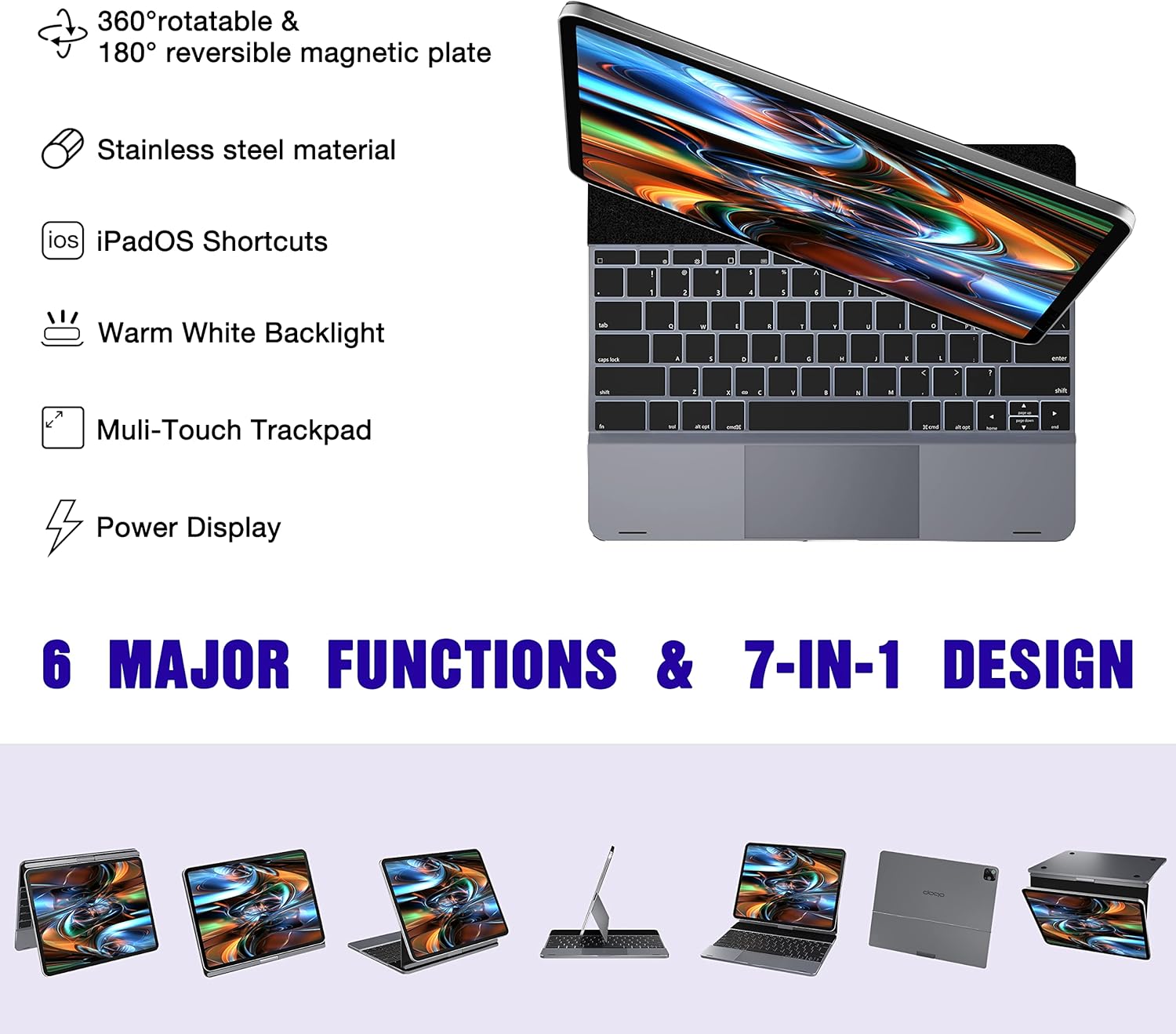 doqo Magnetic Keyboard Case for iPad Air 5th Generation(2022)/iPad Air 4th Generation(2020), iPad Pro 11 2018/2020/2021