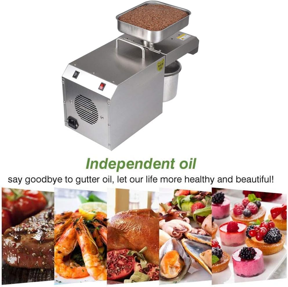 Commercial Machine Cold/Hot Nut Oil Extractor 304 Stainless Steel Oil Expeller Electric Automatic Oil Mill for Peanut Coconut Olive Etc 610W