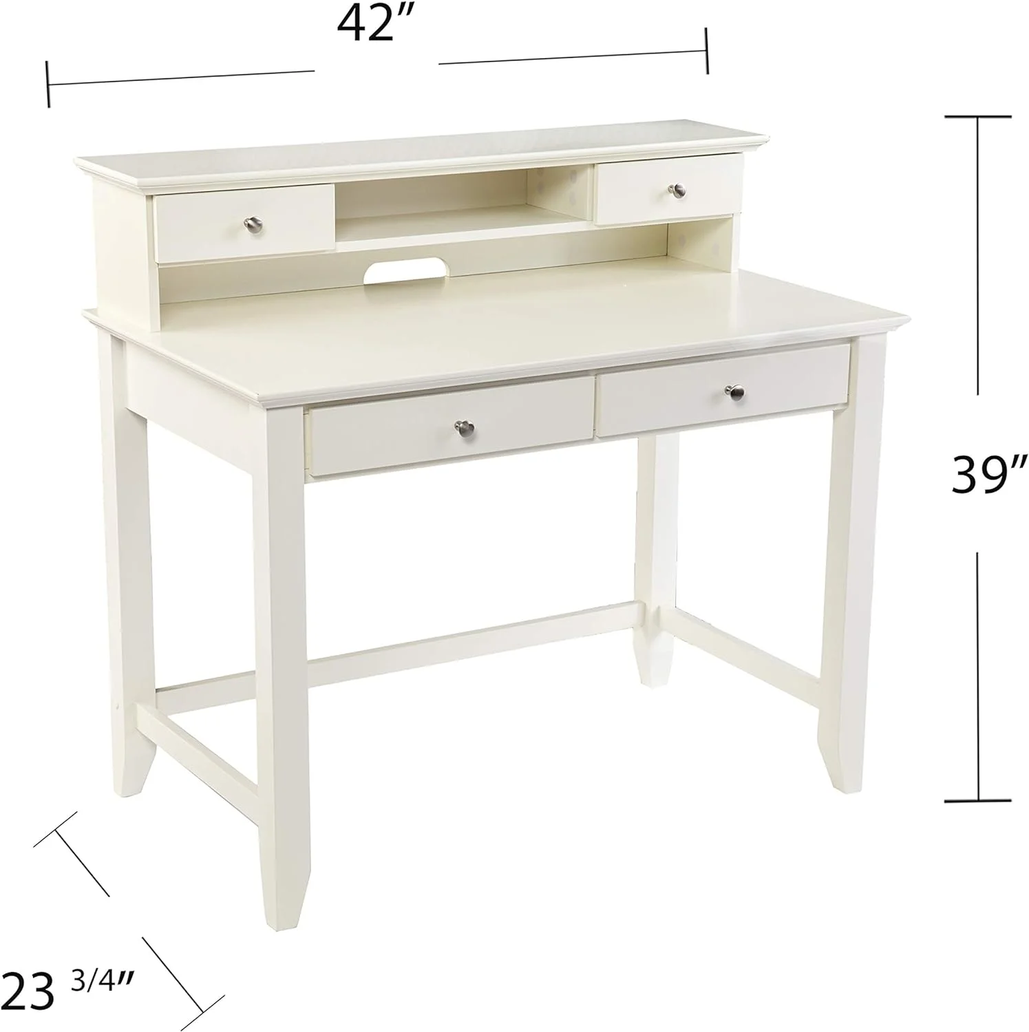 Barberry W/Storage Secretary Desk, White