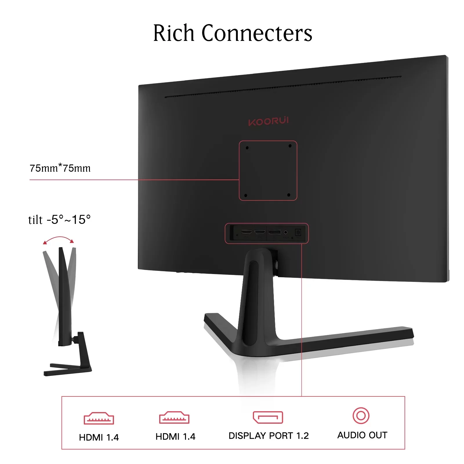 KOORUI 24 inch High-Performance 165Hz/144Hz 1ms(MPRT) 100% sRGB Gaming Monitor,Adpitive sync,3-Side Borderless,FHD 1080P VA Computer Monitor