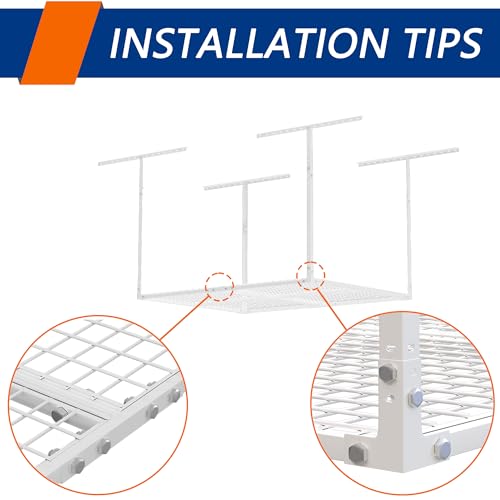 3 x 8FT Overhead Garage Storage Rack,Adjustable Ceiling Storage Racks,Garage Shelving Heavy Duty Storage Organizer System