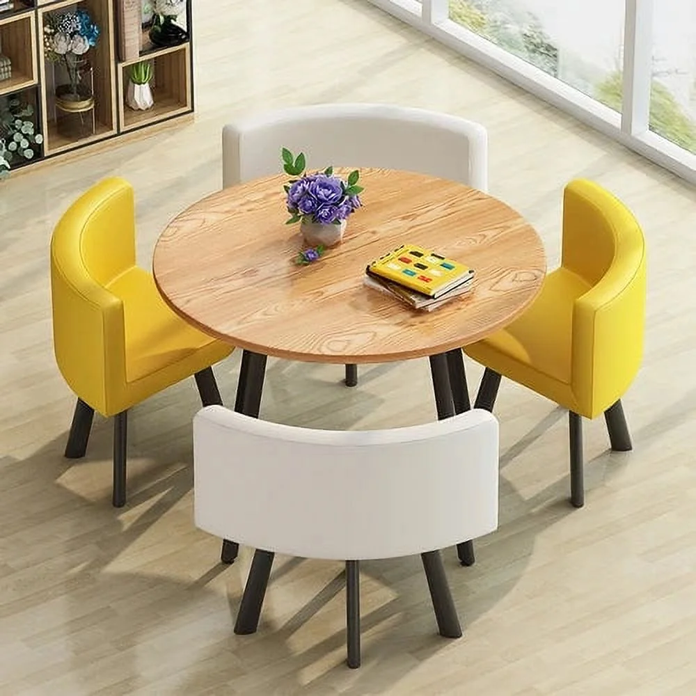 Dining Table Set 4 Chairs Office Reception Seat Suits Negotiation Table Casual Visitor Round Table Visitor Office Desk Chair Set