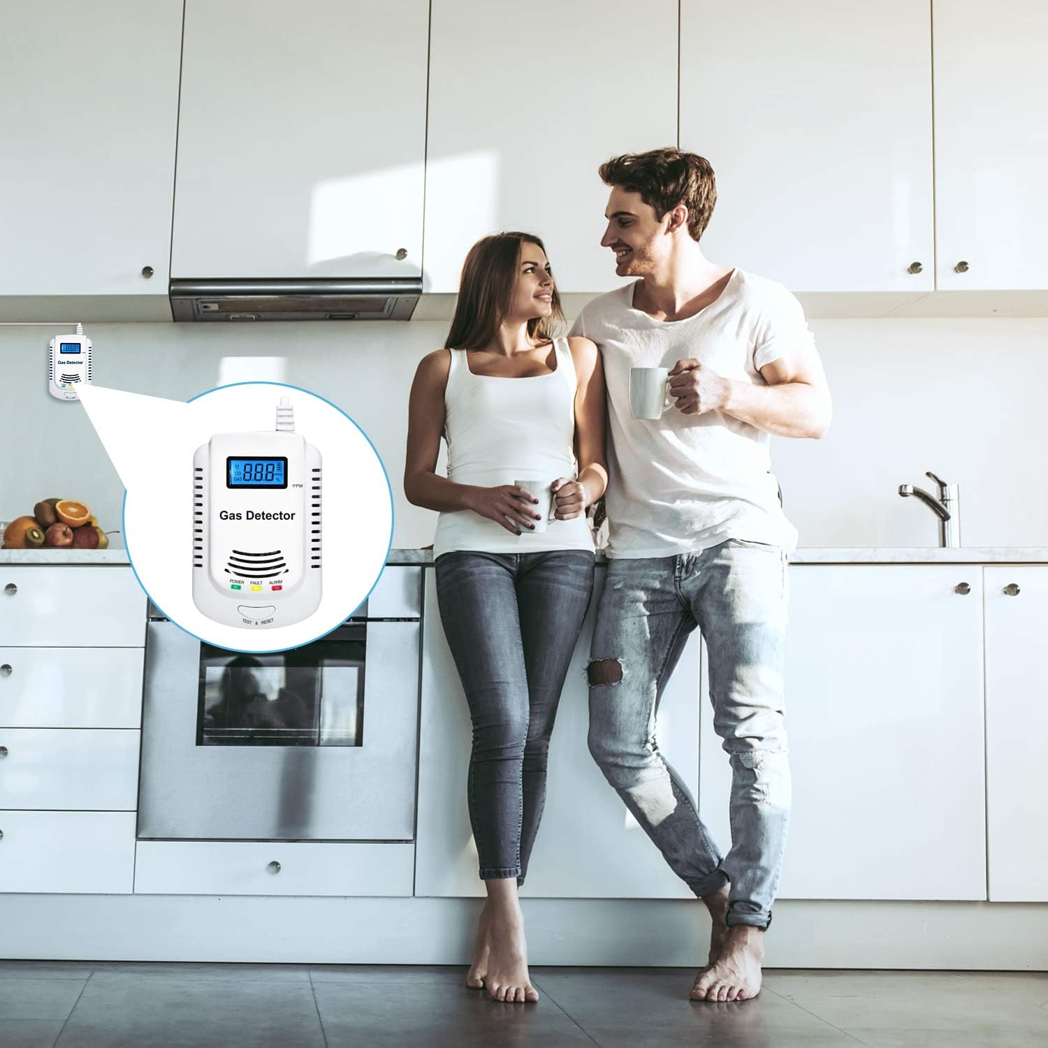 Plug-in Carbon Monoxide Detector and Natural Gas Detector Alarm by Koabbit,Combination 2-in-1 Co Detector and Combustible Gas Detector,Propane,LPG