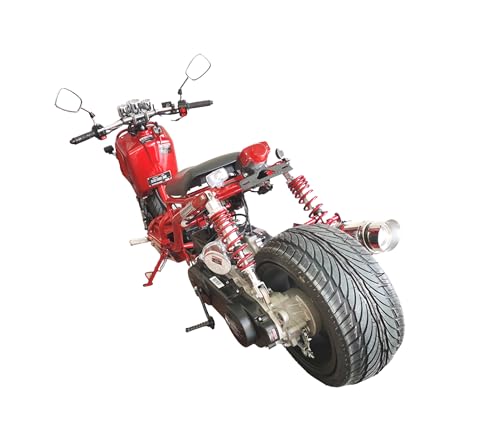 50cc Stretched Scooter Generation 1, Automatic Transmission, PMZ50-19, Wide 205/30-12 Rear Tire, Retro Speedometer, Gas Gauge
