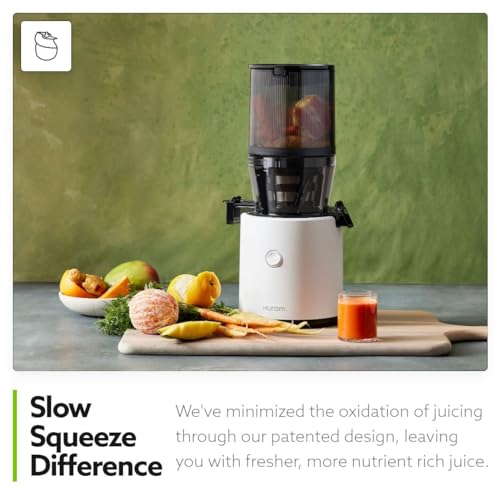 Hurom H320 Slow Juicer | Ultra Low Pulp | Hands-Free | Hopper Fits Whole Produce | Quiet Motor | BPA Free | Easy Assembly | Cold Press Masticating