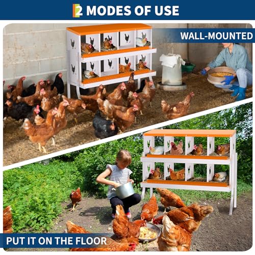 Garvee Chicken Nesting Box with Removable Tray, 8 Compartment Nesting Boxes for Chickens, Easy to Clean and Install