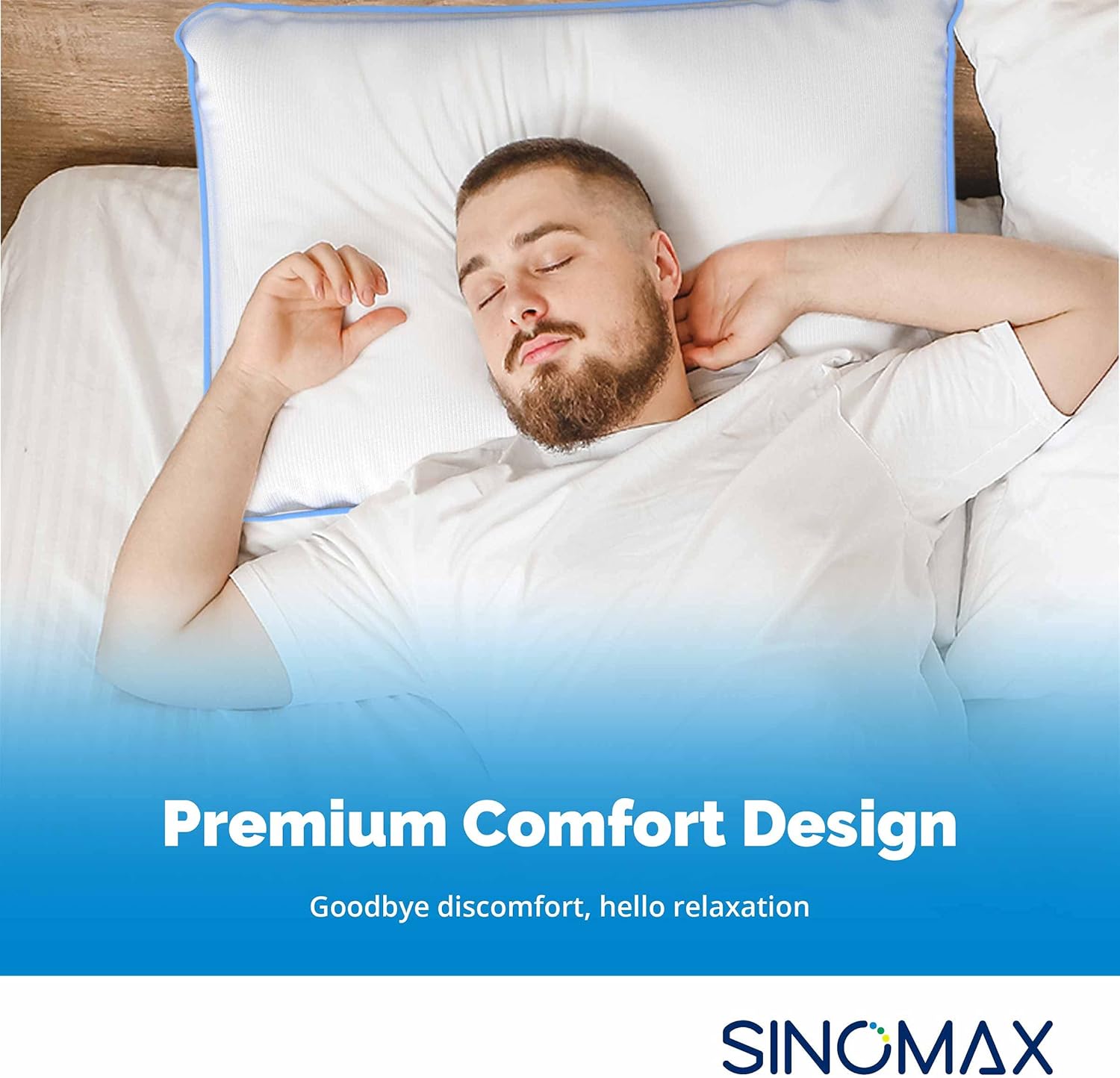SINOMAX Hybrid Memory Foam Pillow | Ergonomic Medium Firm Pillow for Side and Back Sleepers | with Breathable Hypoallergenic Pillowcase | 24 x 16