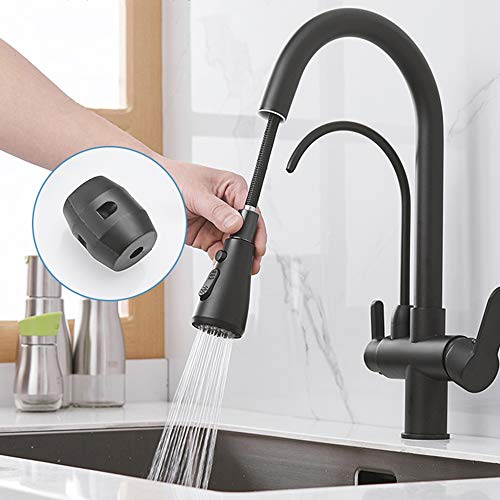 Kitchen Sink Faucet with Hot and Cold Water Brass Pull Down 2 Mode Sprayer Kitchen Faucet Deck Mounted Single Hole Kitchen Sink Mixer Tap with