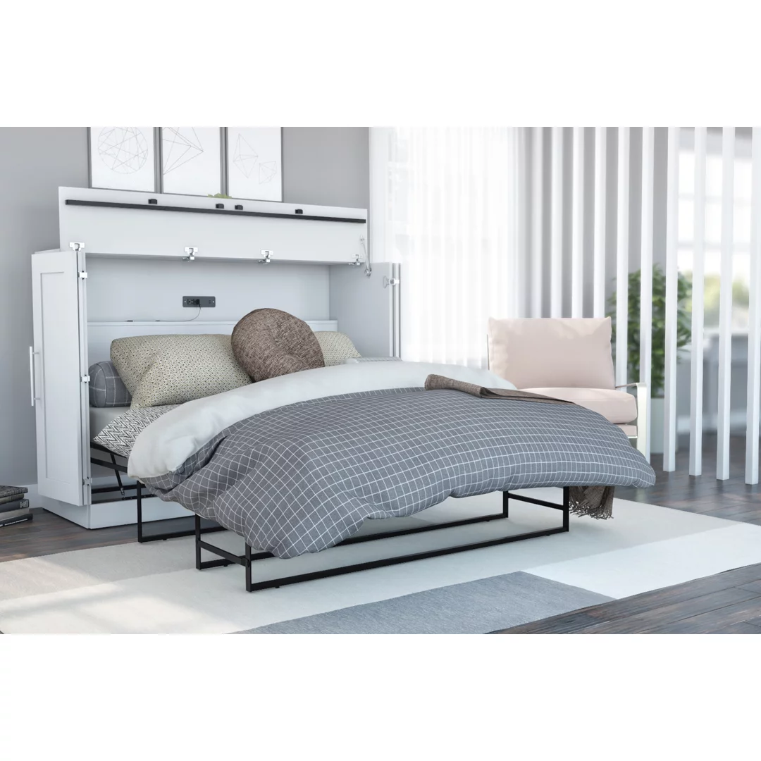 Bestar Pur Full Cabinet Bed with Mattress in White