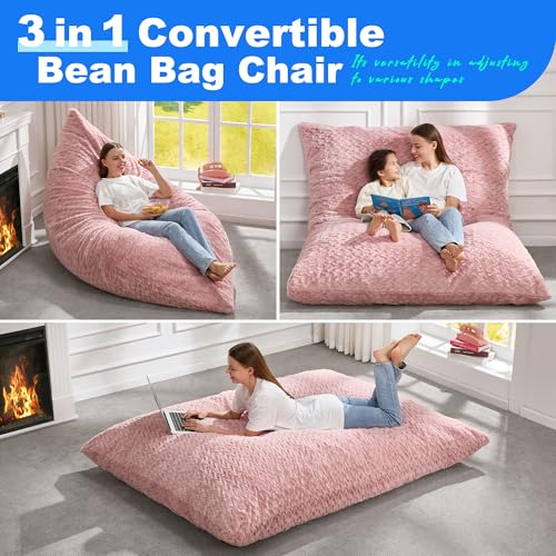 Hobestluk 3 in 1 Bean Bag Chair Giant Bean Bag Chairs Convertible Bean Bag Floor Cushion with Machine Washable Cover