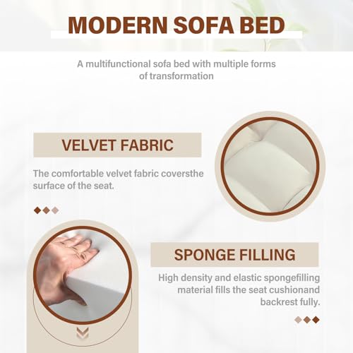 WIIS' IDEA Convertible Sofa Bed,3 in 1 Velvet Sleeper Sofa Pull-Out Bed