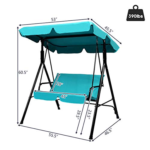 Tangkula 3 Person Porch Swing, Patio with Removable Cushion & Powder-Coated Steel Frame, Outdoor Swing with Canopy for Porch, Backyard, Garden