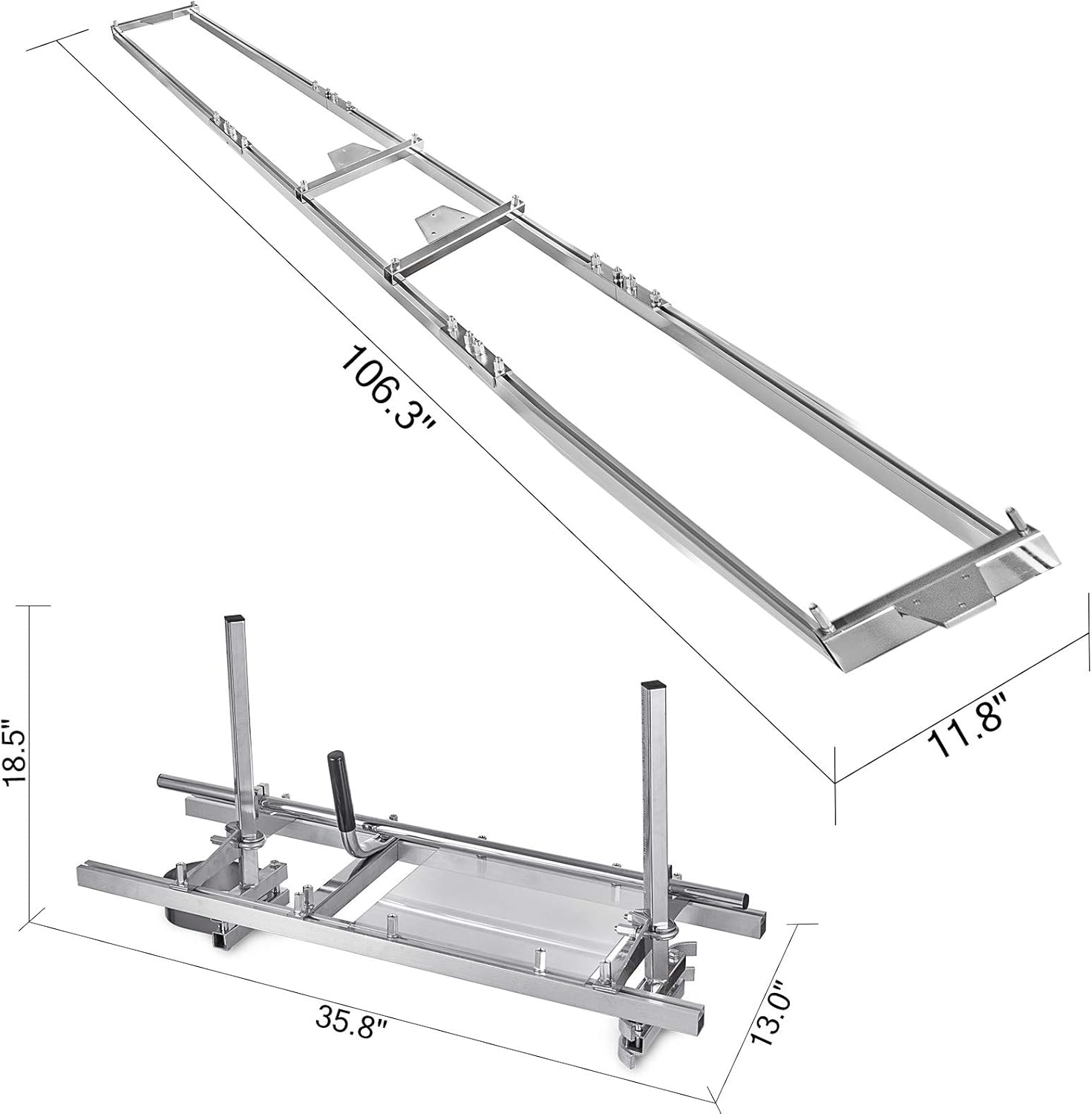 PRIBCHO Portable Chainsaw Mill Planking Milling Guide Bar Saw Mill 14 to 36 Inches Aluminum Steel Wood Lumber Cutting Portable Sawmill + 9Ft Rail