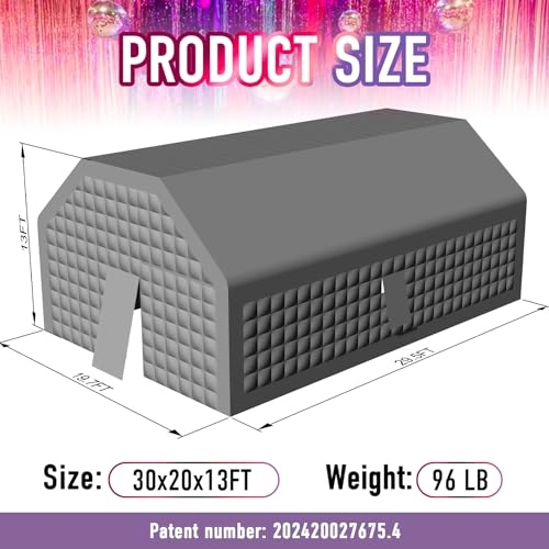Large Black Inflatable Nightclub 20X16.5X12Ft Disco Cube Gazebo Event House with Logo Area Portable Inflatable Party Tent for Birthday, School Events