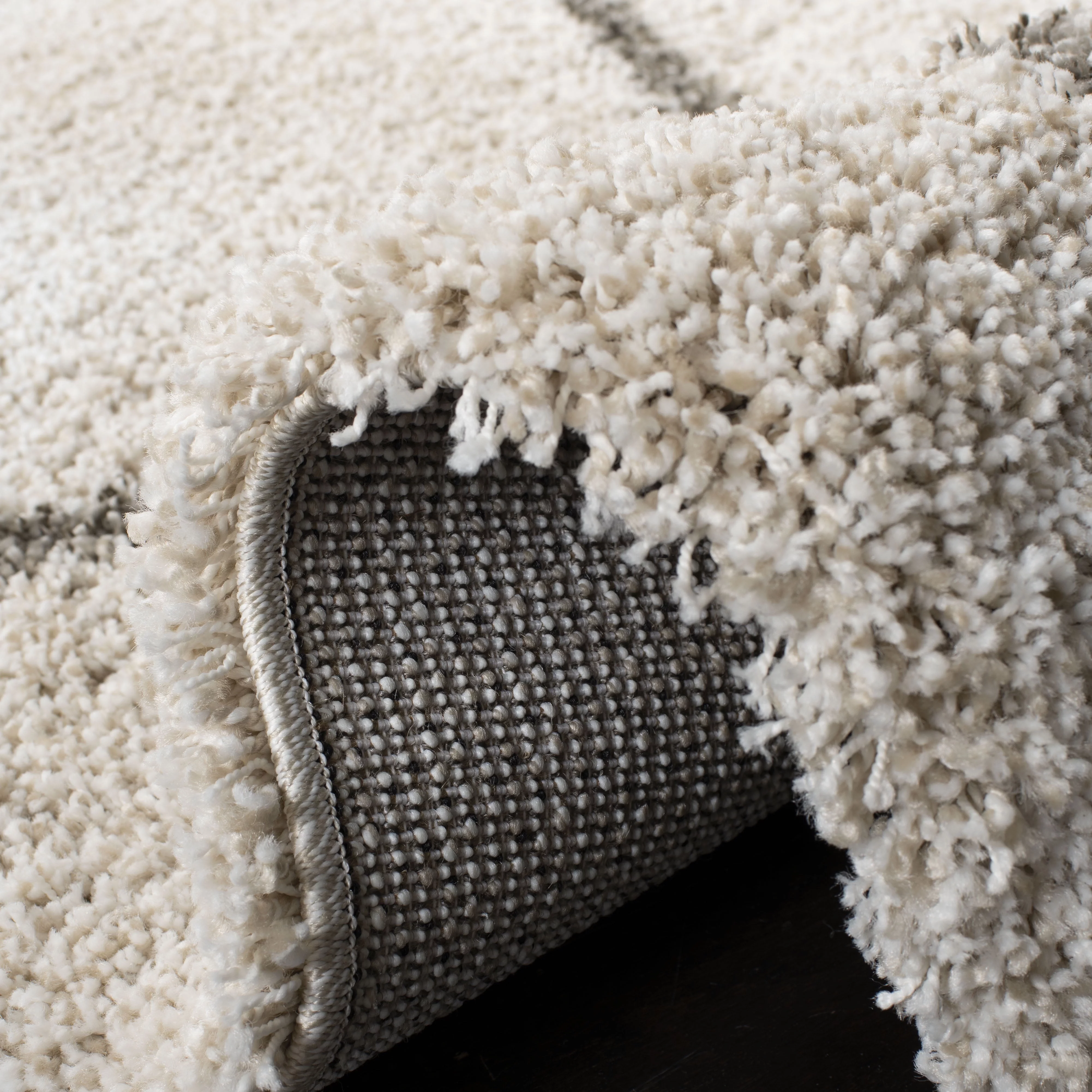 SAFAVIEH Hudson Amias Geometric Shag Area Rug, Ivory/Grey, 11' x 15'