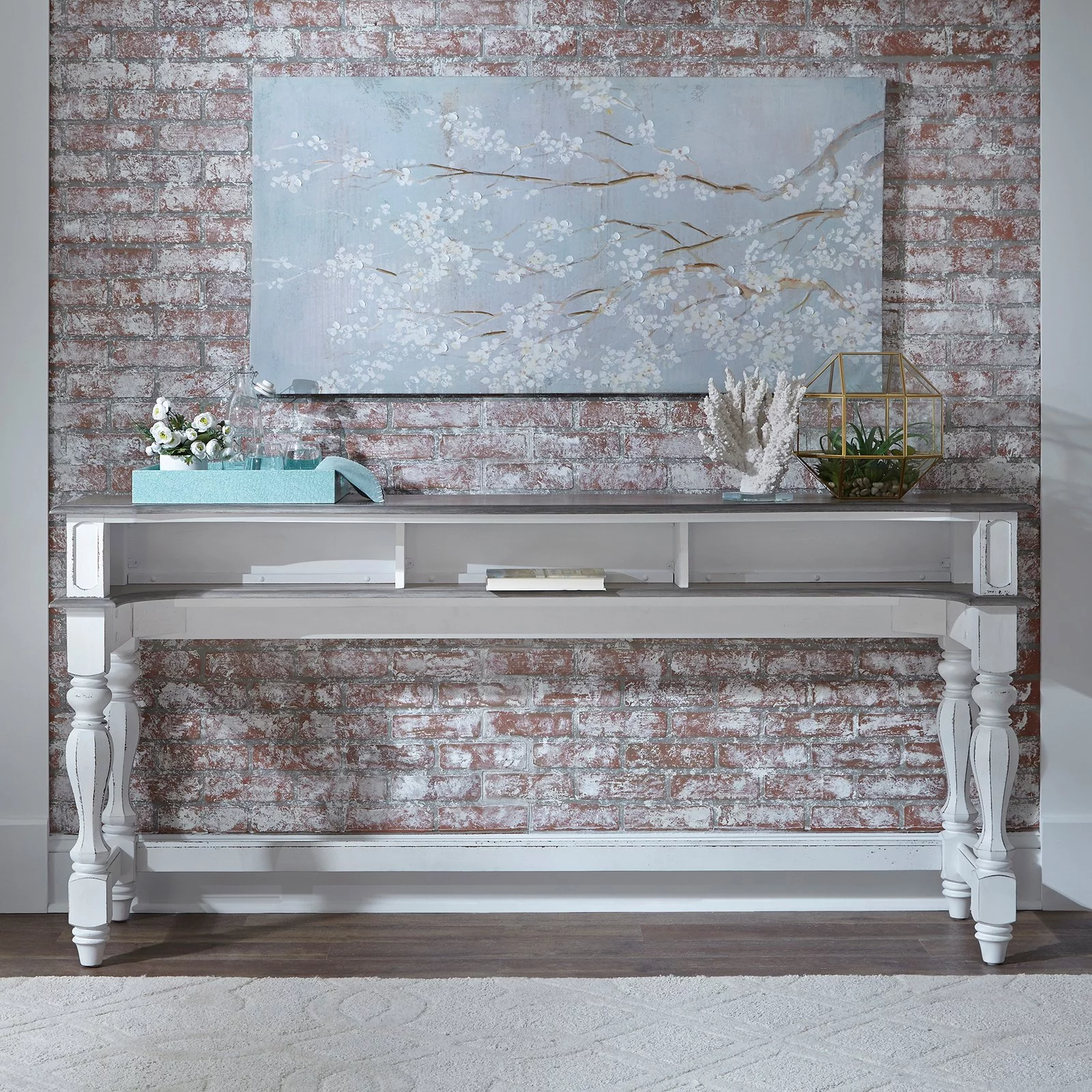 Magnolia Manor White Console Bar Table