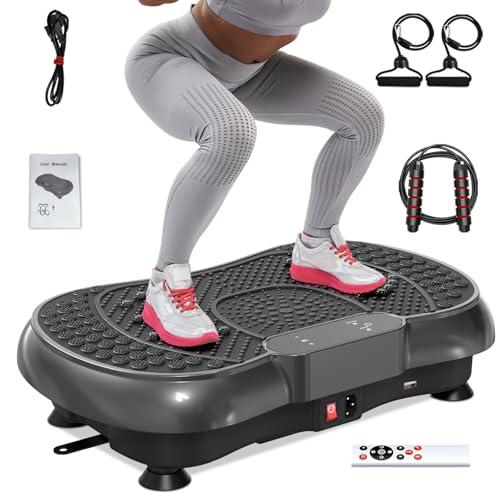 Vibration Plate Exercise Machine for Weight Loss – 100-Speed Platform with Bluetooth Speaker, Remote & Bands