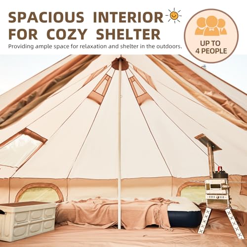 YOLENY Bell Ten 4/6/8/10 Person 4 Season, Yurt Tent Waterproof Glamping Tents w/Stove Jack for Family Camping Outdoor Party