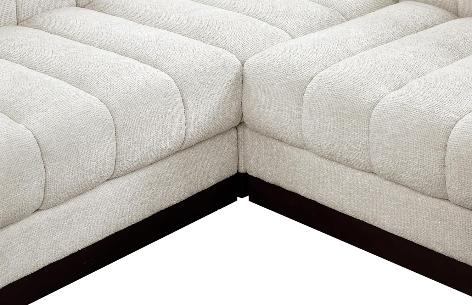 Meridian Furniture Quinn Collection Modern | Contemporary Modular Sectional with Soft Chenille Cross Hatched Fabric, Solid Wood Espresso Base