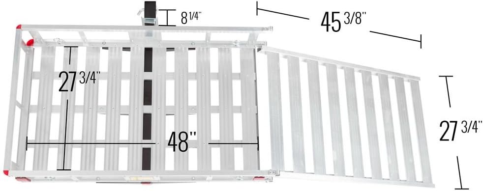 Silver Spring Aluminum Hitch Cargo Carrier Utility Basket with Loading Ramp