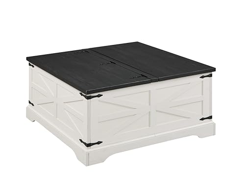 JXQTLINGMU Farmhouse Lift Top Coffee Table with Storage, 36" Wood Square Center Table with Large Hidden Compartment