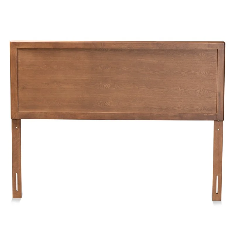 Bowery Hill Modern Rubber Wood/Engineered Wood Full Size Headboard in Walnut
