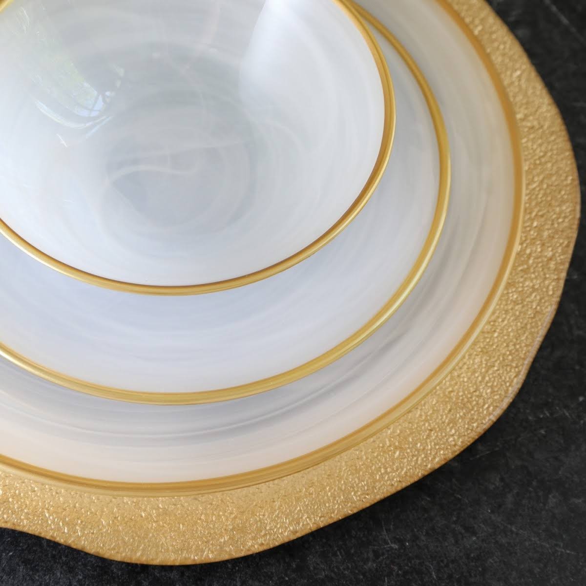 Vietri Rufolo Glass Gold Organic Service Plate u0026 Charger
