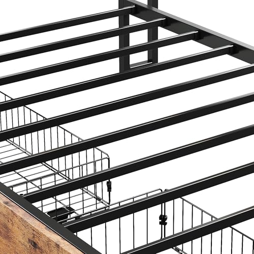 ANCTOR Corner Bed Frame, Twin Daybed with 2 Drawers & Charging Station, Platform Bed Frame Bookcase Headboard for Living Room, Bedroom and Guest Room