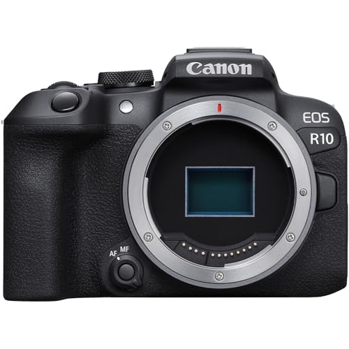 Canon EOS R10 4K Video Recording Mirrorless Camera (Body) with 64GB Fast Transcend Memory Card, Black (Renewed)