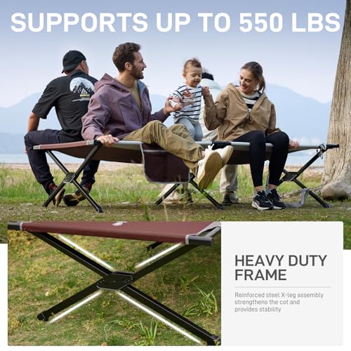 EVER ADVANCED Extra Wide Camping Cot for Adults Oversized XXL Sleeping Cots Folding Cot Bed with Carry Bag, 84.3" L x 41.9" W, Support to 550 lbs