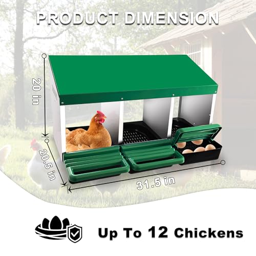 Chicken Nesting Box, 6 Compartments Chickens Egg Laying Nest Boxes for Hens