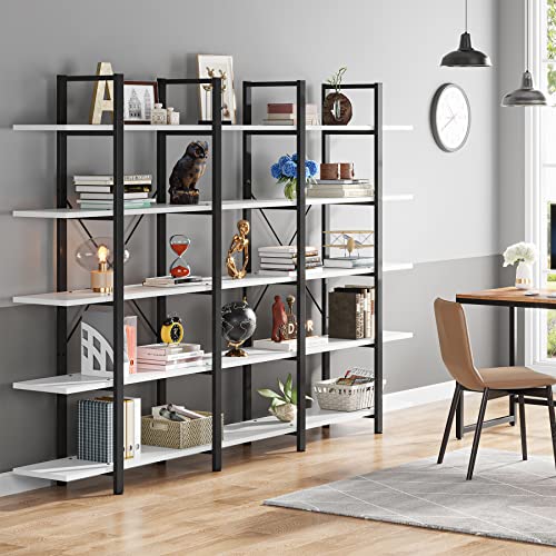 Tribesigns 5-Tier Bookshelf, Vintage Industrial Style Bookcase 72 H x 12 W x 47L Inches, Black