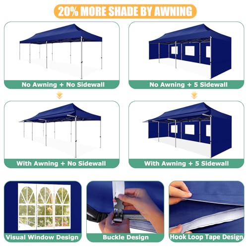 COBIZI 10x10 Pop Up Canopy Tent with Awning