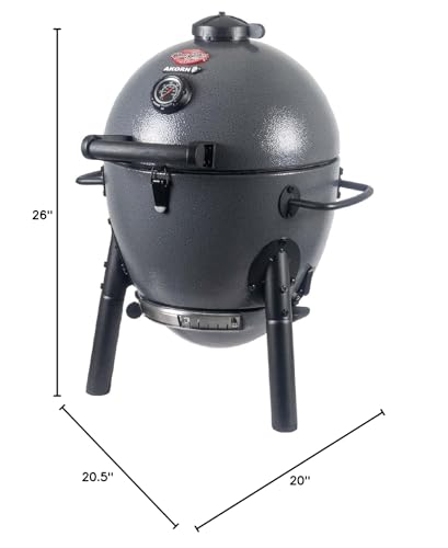 Char-Griller® AKORN® Jr. Portable Kamado Charcoal Grill and Smoker with Cast Iron Grates and Locking Lid with 155 Cooking Square Inches in Ash