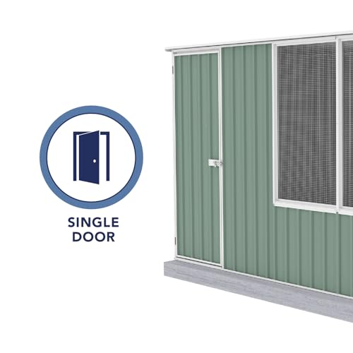 Absco Poultry Paradise: Large Chicken Coop & Chicken Run, 5'x5' Pale Eucalypt Green with Mesh Panels, Side Access Door, Aviary