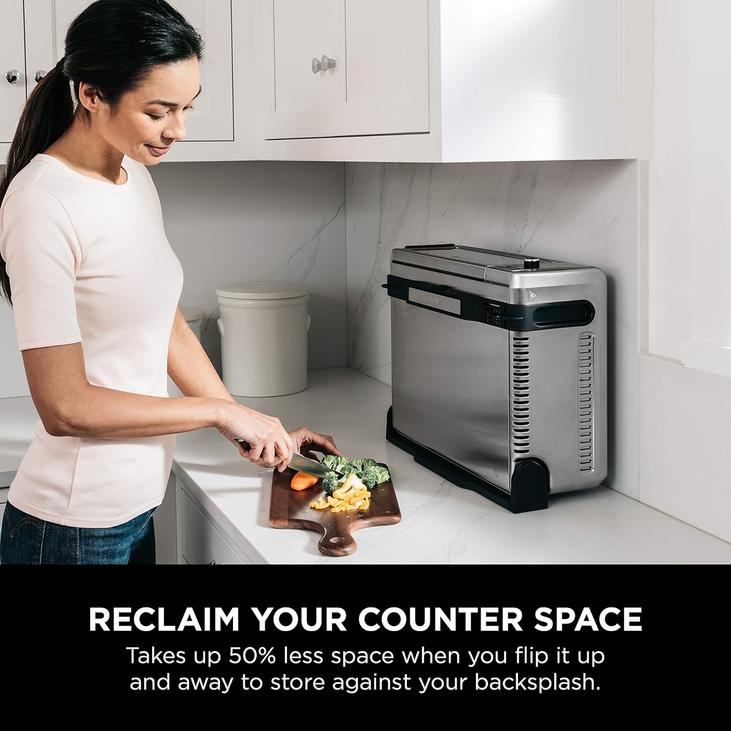 Ninja SP101 Digital Air Fry Countertop Oven with 8-in-1 Functionality, Flip Up & Away Capability for Storage Space, with Air Fry Basket