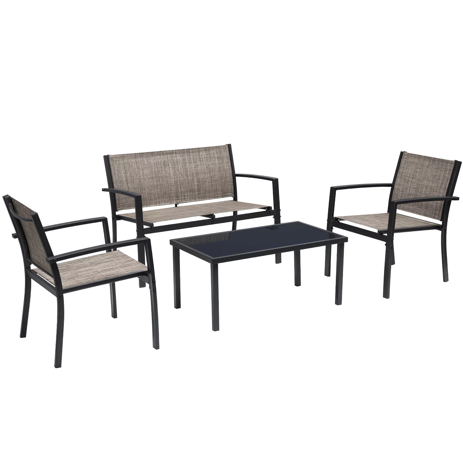 Devoko 4 Pieces Patio Furniture Outdoor furniture Outdoor Patio Furniture Set Textilene Bistro Set Modern Conversation Set Black Bistro Set with