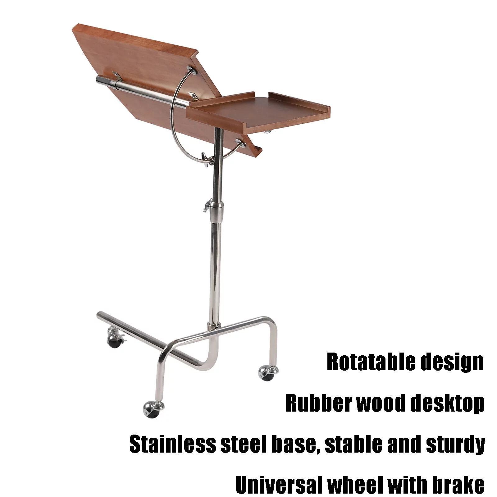 Miumaeov Swivel TV Tray Table C Shape Couch Sofa Table Tray Table Height & Tabletop Adjustable Solid Wood Oversized Table Laptop Desk End Table for