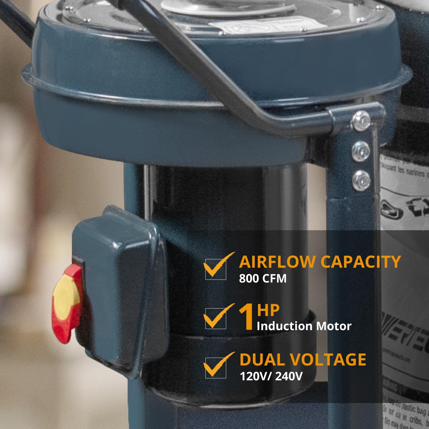 POWERTEC 1 HP Dust Collector with 1 Micron Dust Collector Bags and Mobile Base