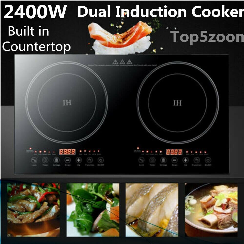 Double Induction Cooktop Burner,Electric Cooktop 26.77 Inch Electric Stove 110V 2400W 8 Power Levels w/Timer