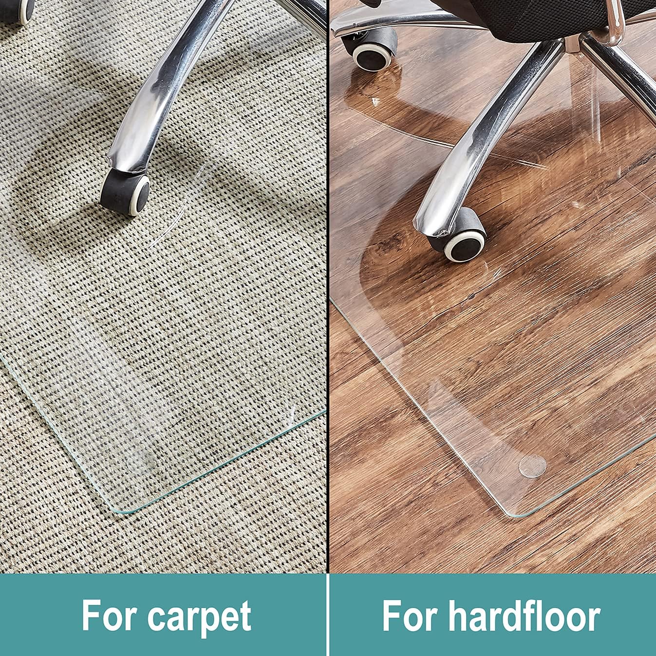 Tempered Glass Chair Mat, 36 x 46 , 1/5'' Thick Office Chair Mat with 4 Anti-Slip Pads , Office Chair Mats for Carpeted Floor and Hardwood Floor