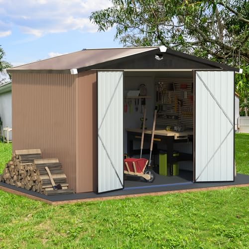 Metal Storage Shed,Outdoor Storage Building 10x12,Large Backyard Sheds with Lockable Doors,Waterproof Outside Storage Shed